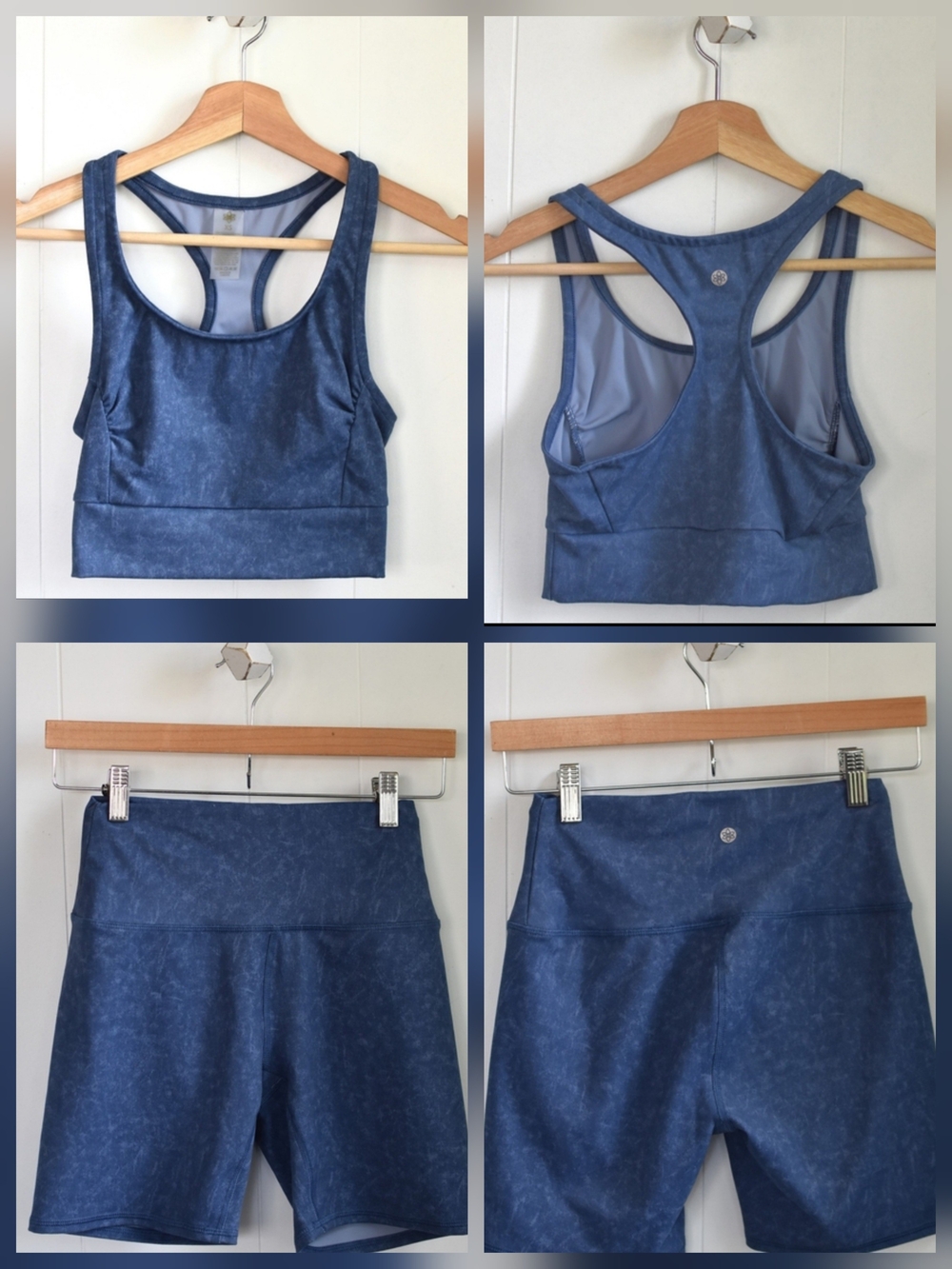 Blue Racerback Yoga Bra & Short Set